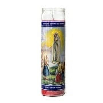 (4 pack) MagicLight Religious Candles 9.6 oz - Glass Jar, Unscented, Lady Fatima Red