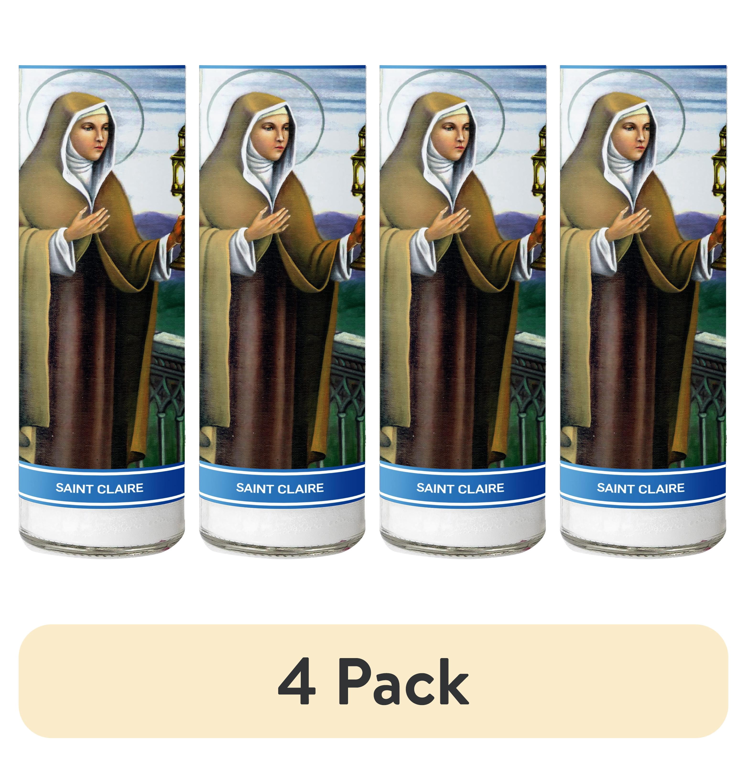 (4 pack) MagicLight Unscented Religious Candle 9.6 oz in Glass Jar, St Claire White
