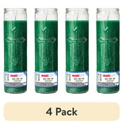 (4 pack) MagicLight Religious Candles 9.6 oz - Glass Jar, Unscented, Two Cross Green