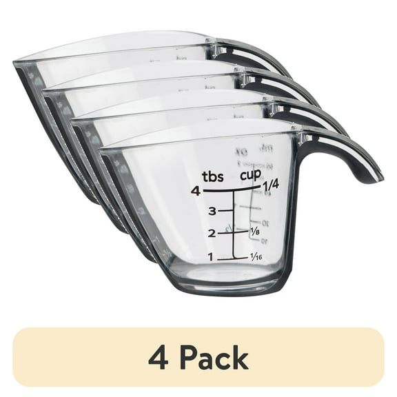 (4 pack) Mainstays 1/4C Plastic Mini Measuring Cup, Black/Transparent