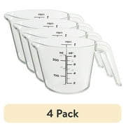 (4 pack) Mainstays 1 Cup Large Spout Plastic Measuring Cup, Clear
