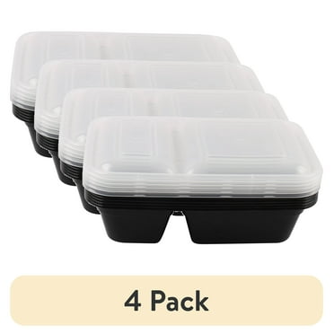 Snap Pak Food Storage Containers, Rectangular, Black, 28 Oz, 4 Ct ...