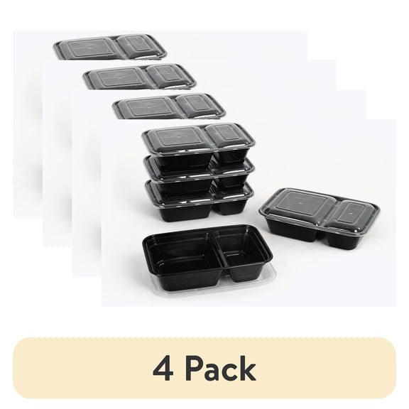(4 pack) Mainstays 5-Pack Meal Prep Containers with 2 Compartments and Lids, BPA-Free, Microwave & Dishwasher Safe, Made for Family Meals and Easy Serving