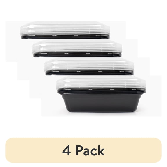 (4 pack) Mainstays 10-Piece (5 Containers + 5 Lids) Single Compartment Meal Prep, BPA-Free, Leak-Resistant, Microwave and Dishwasher Safe