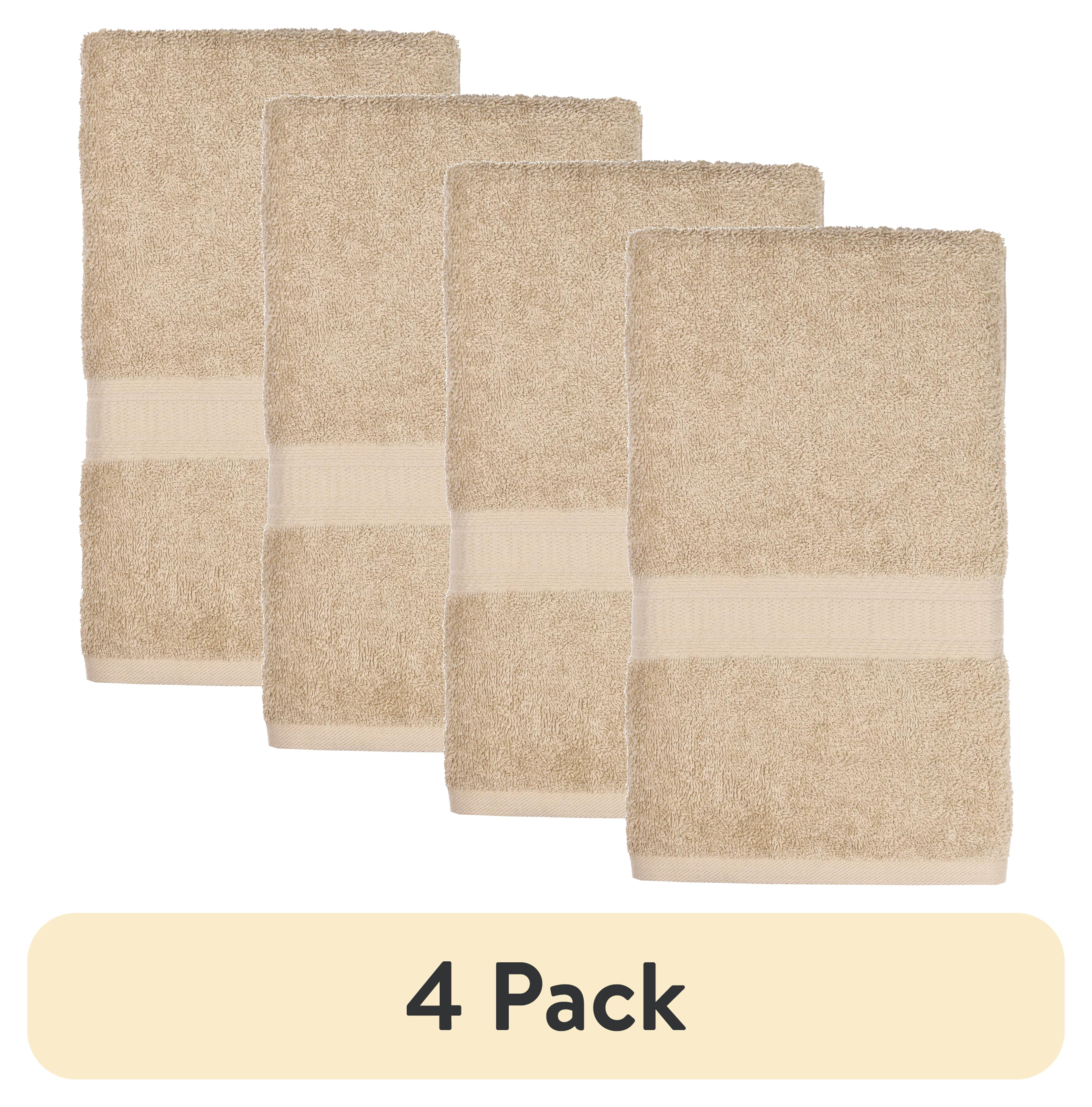 (4 pack) Mainstays Basic Hand Towel, 100% Cotton, Tan