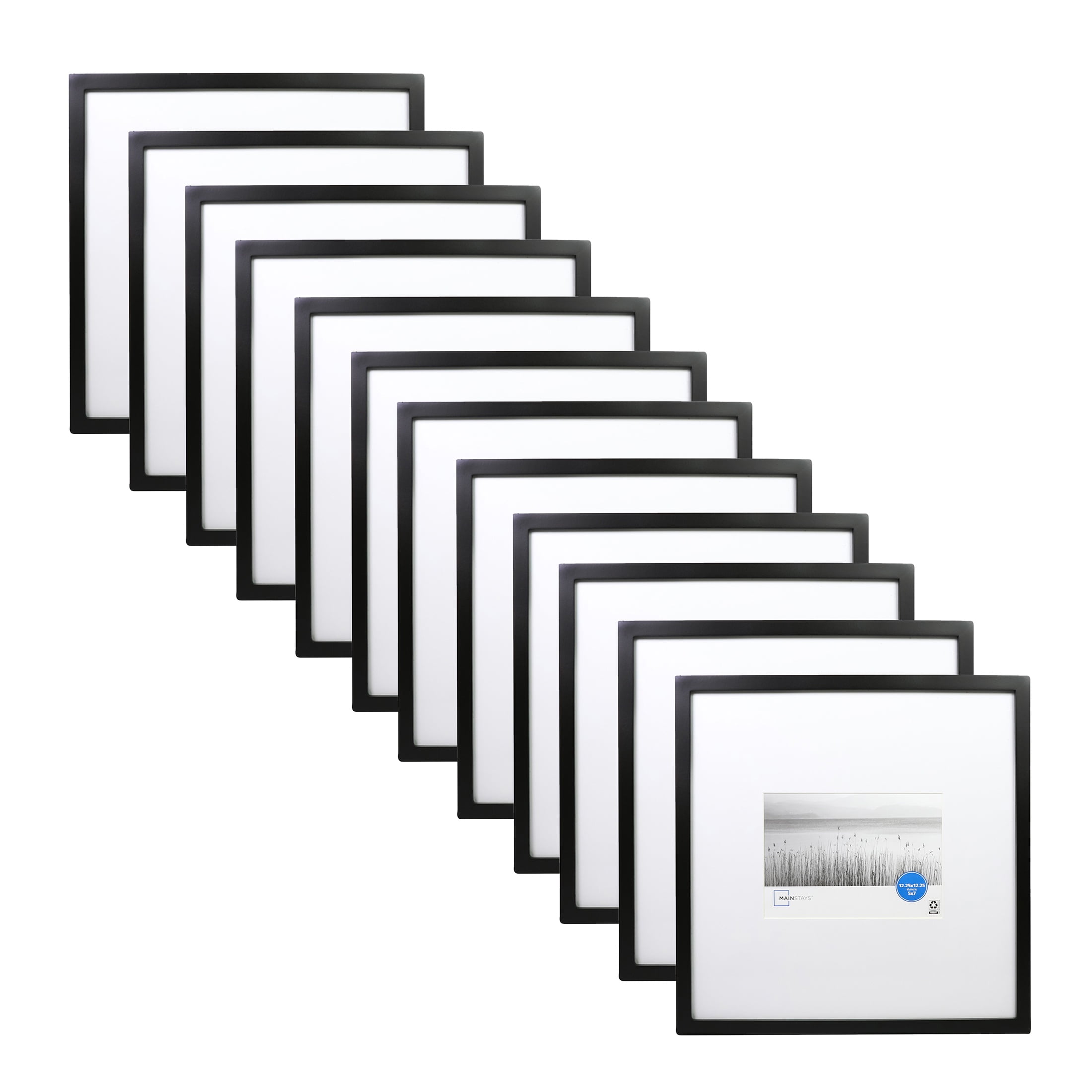 (4 pack) Mainstays - 5x7 Picture Frame - Black Matted Gallery Linear Program Wall Photo Frame, Set of 3