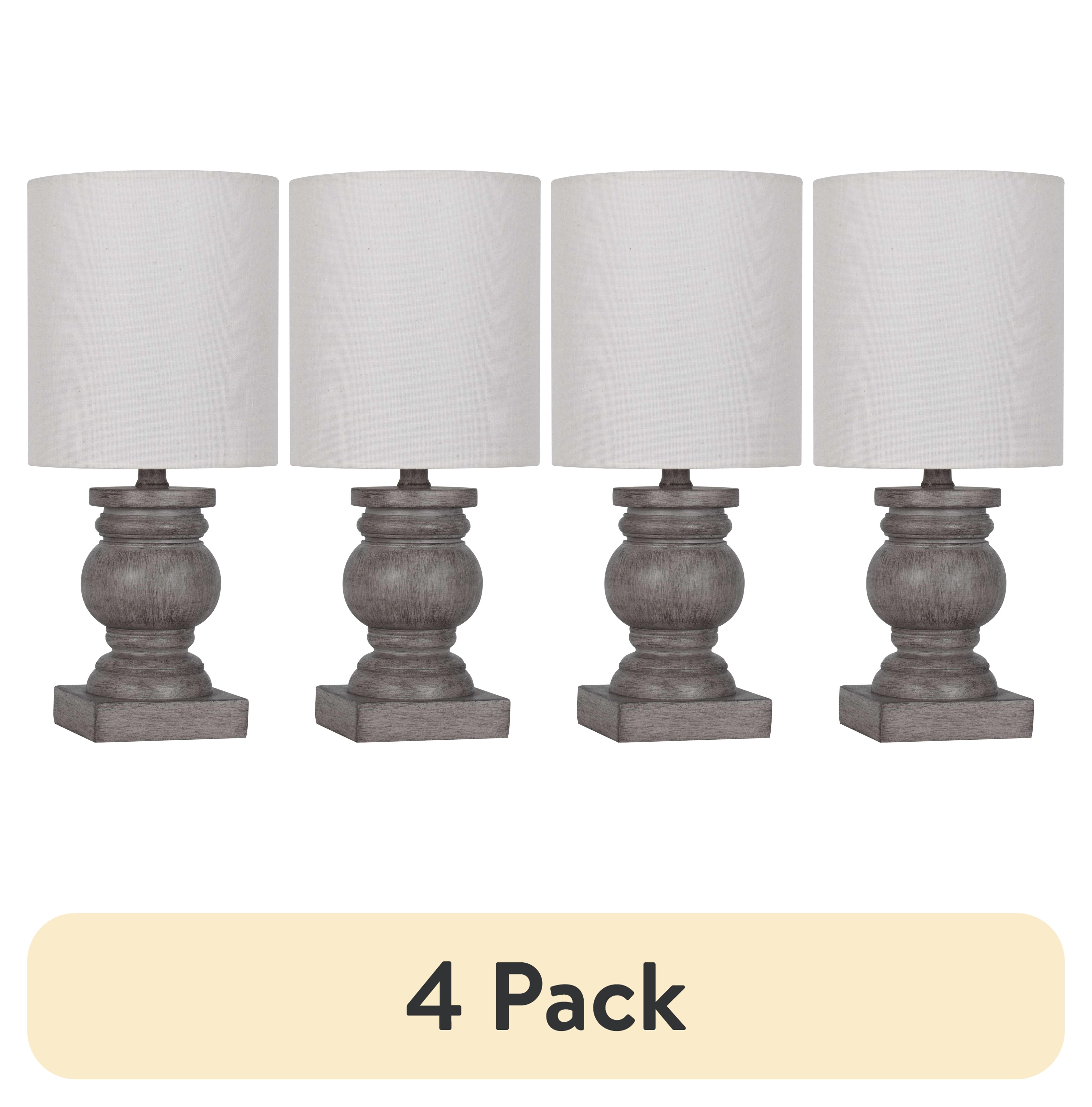 (4 pack) Mainstays 12.75" Polyresin, Weathered Wood Finish Mini Lamp