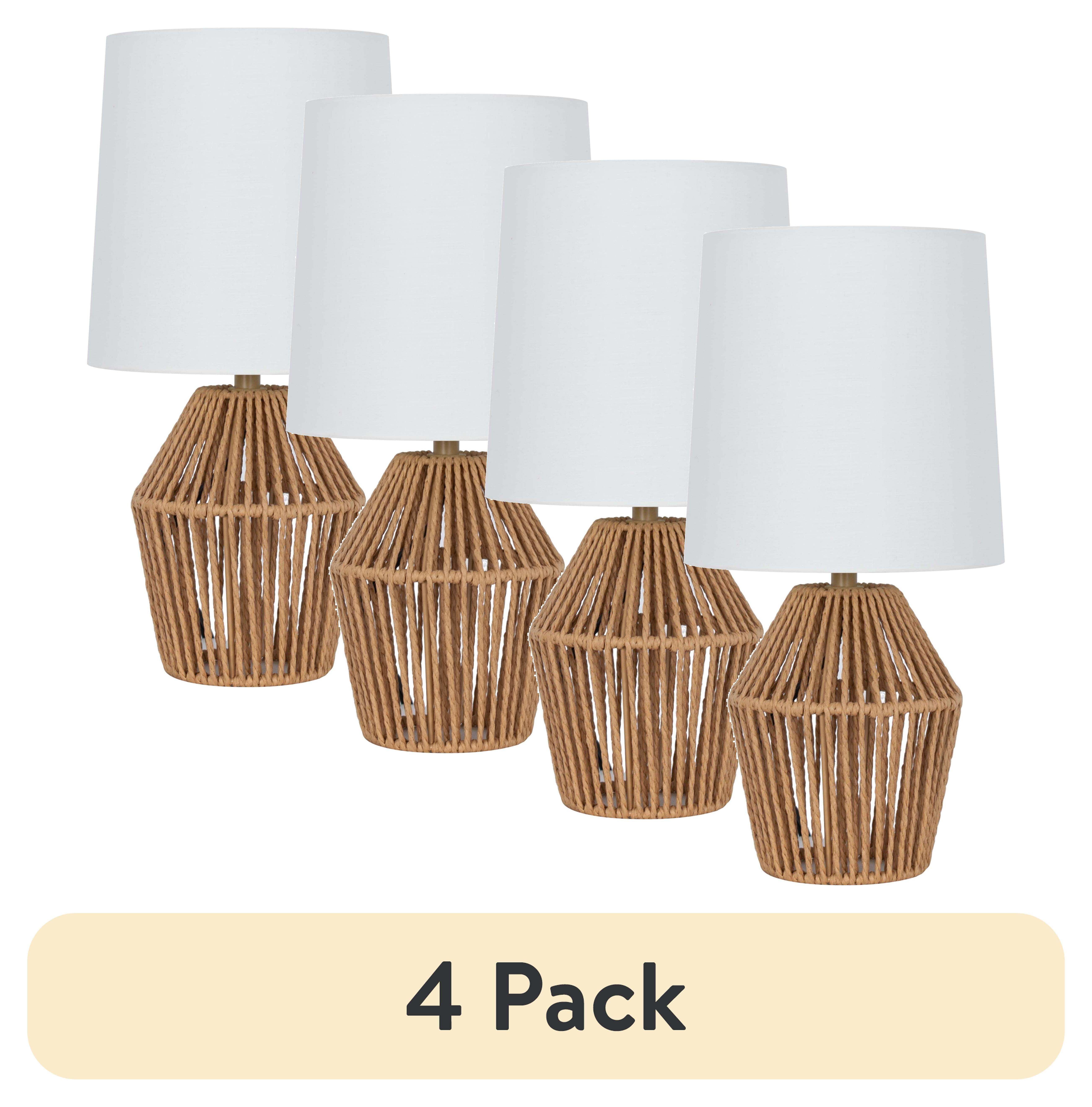 (4 pack) Mainstays 12.75" Rope Mini Lamp, Brown, 5.75 x 6.5 x 6.5" Lamp Shade