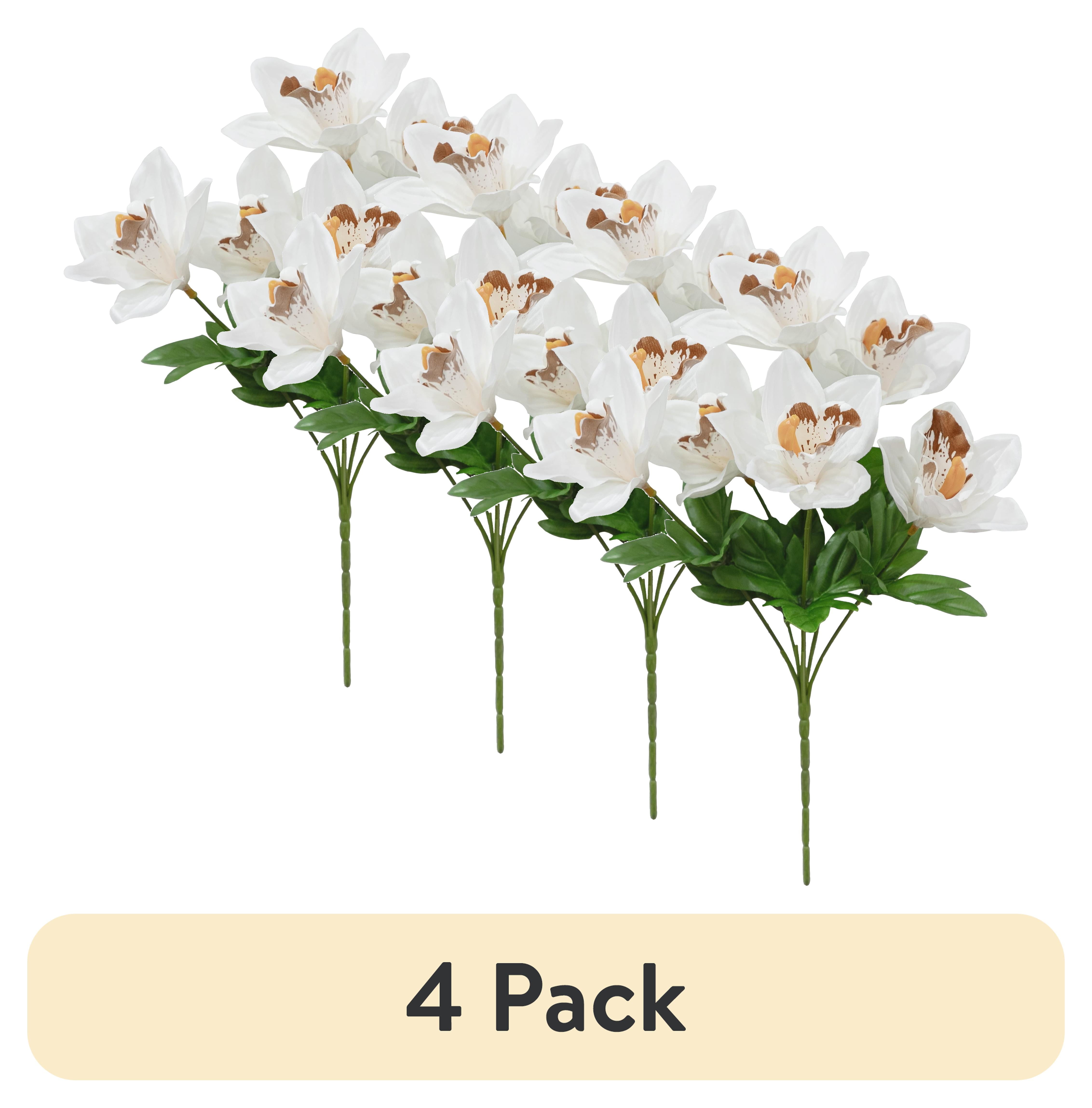 (4 pack) Mainstays 13" Artificial Silk White Orchid Pick