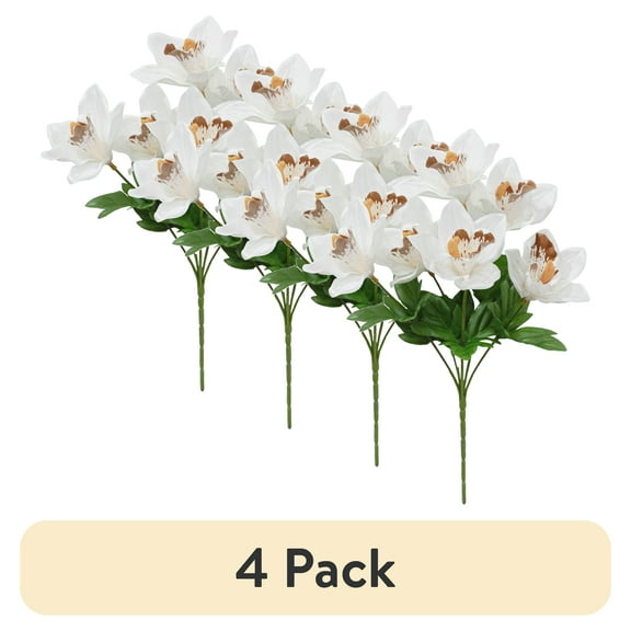 (4 pack) Mainstays 13" Artificial Silk White Orchid Pick