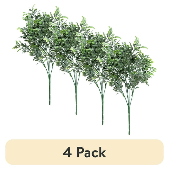 (4 pack) Mainstays 14.2" Green Artificial Boxwood Leaf Pick