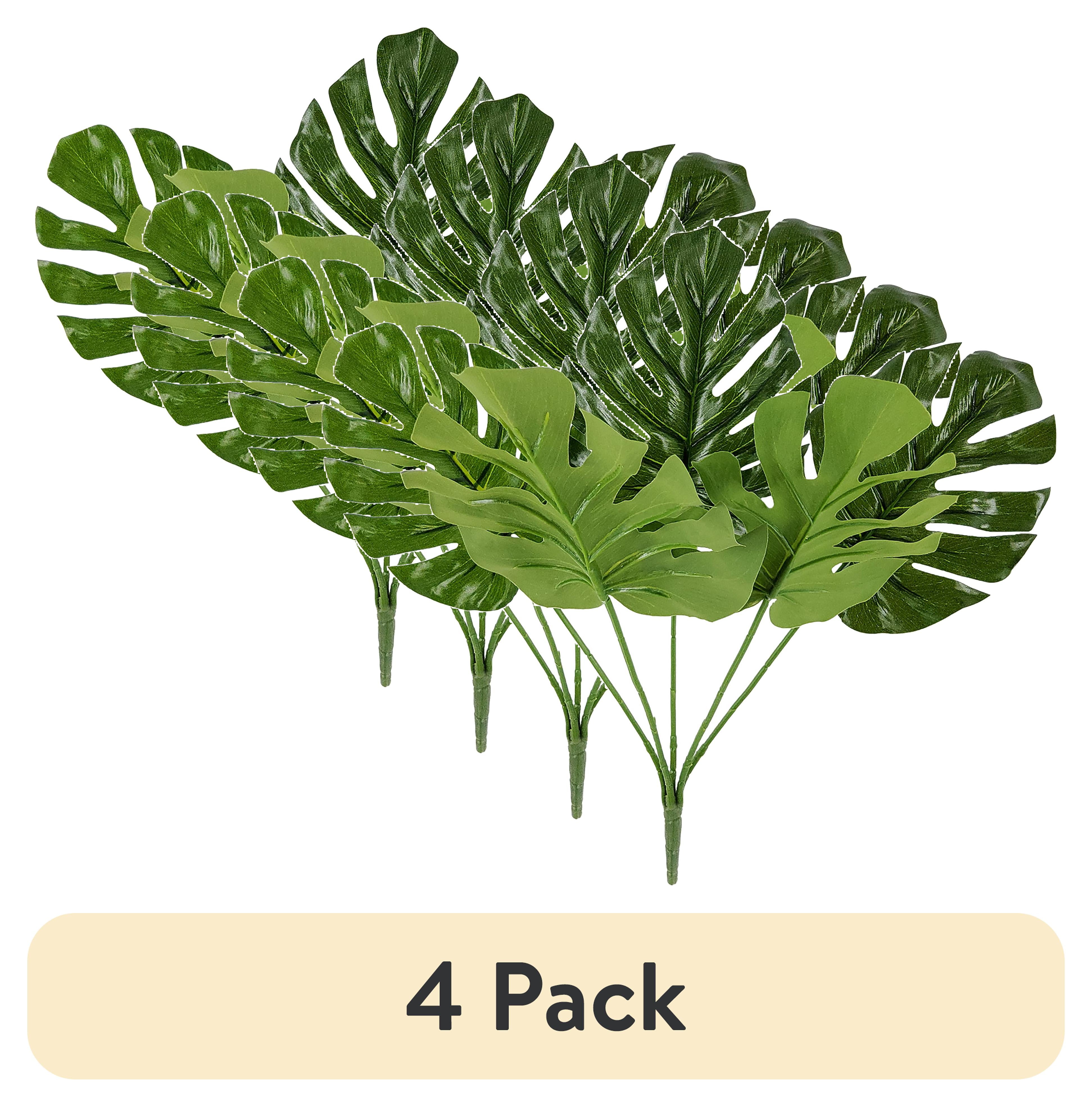 (4 pack) Mainstays 14" Artificial Swiss Cheese Monstera Pick, Green Color