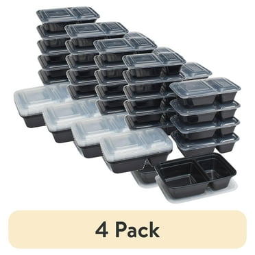 (4 pack) Mainstays 15 Pack 2 Compartment Meal Prep Food Storage Containers