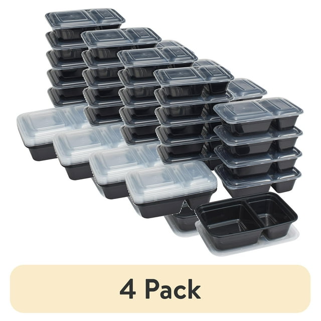 (4 pack) Mainstays 15 Pack 2 Compartment Meal Prep Food Storage Containers