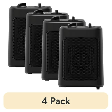(4 pack) Mainstays 1500W Ceramic Fan-Force Electric Space Heater, Black, New