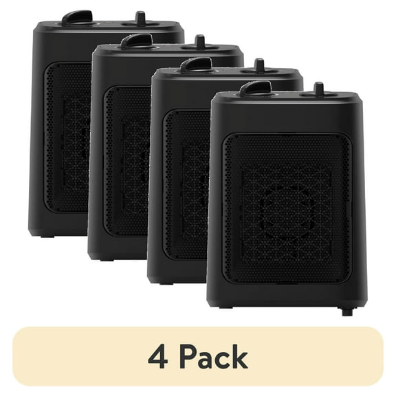 (4 pack) Mainstays 1500W Ceramic Fan-Force Electric Space Heater, Black, New