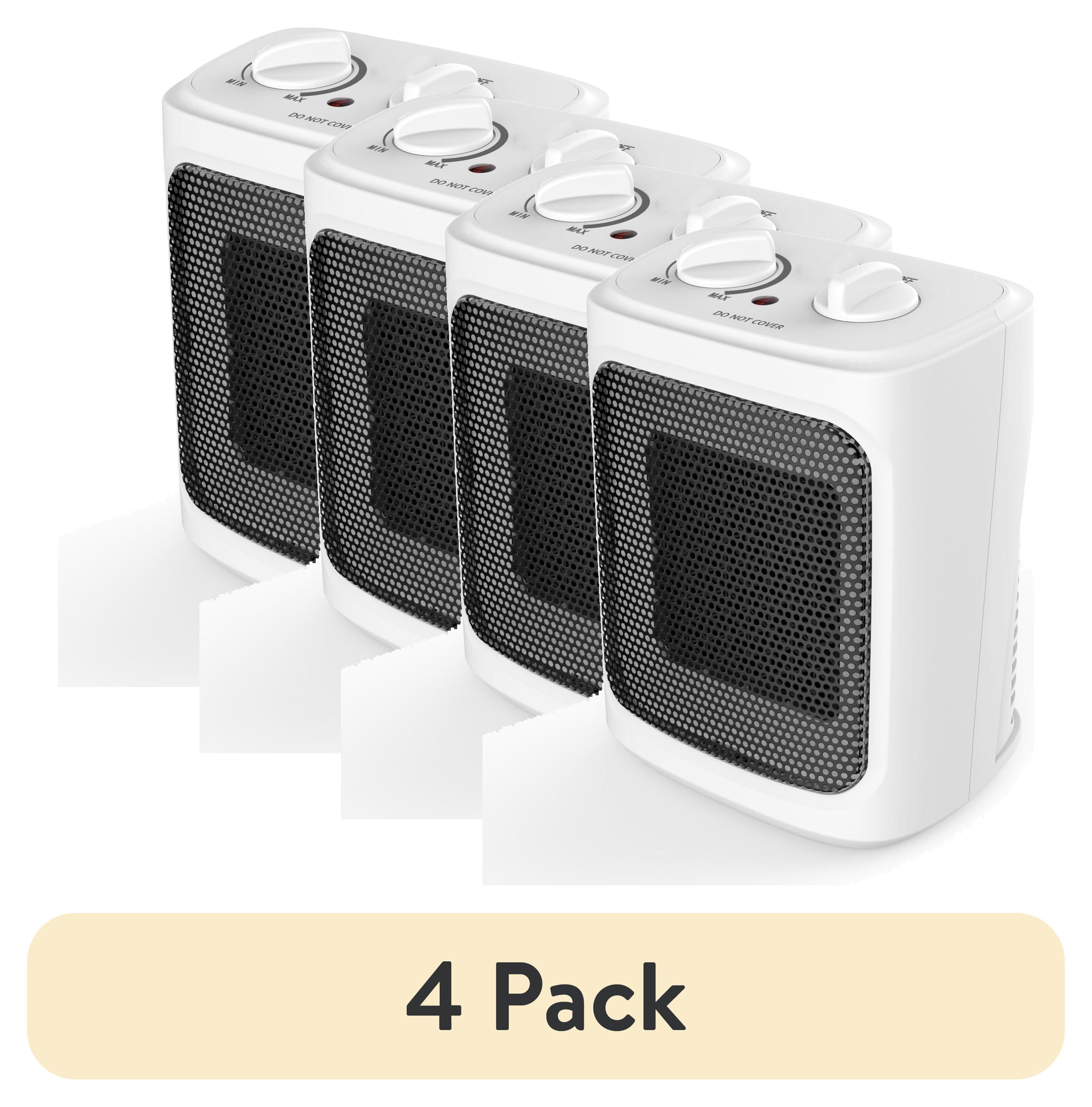 (4 pack) Mainstays 1500W Ceramic Fan-Forced Electric Space Heater, White, New, WSH10C2AWW