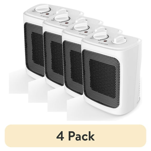 (4 pack) Mainstays 1500W Ceramic Fan-Forced Electric Space Heater, White, New, WSH10C2AWW
