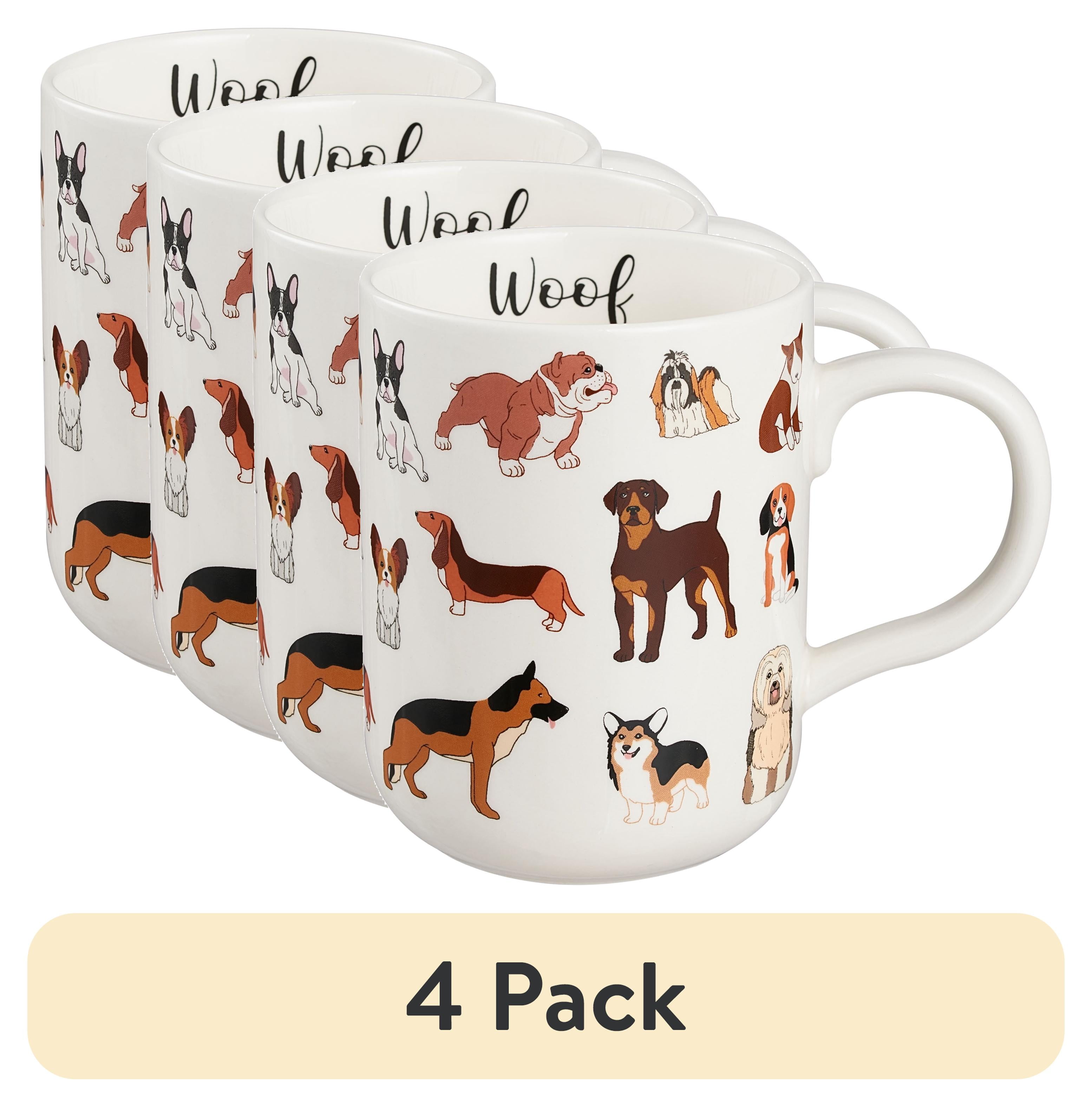 (4 pack) Mainstays 16.06-oz Stoneware Dog Mug, White