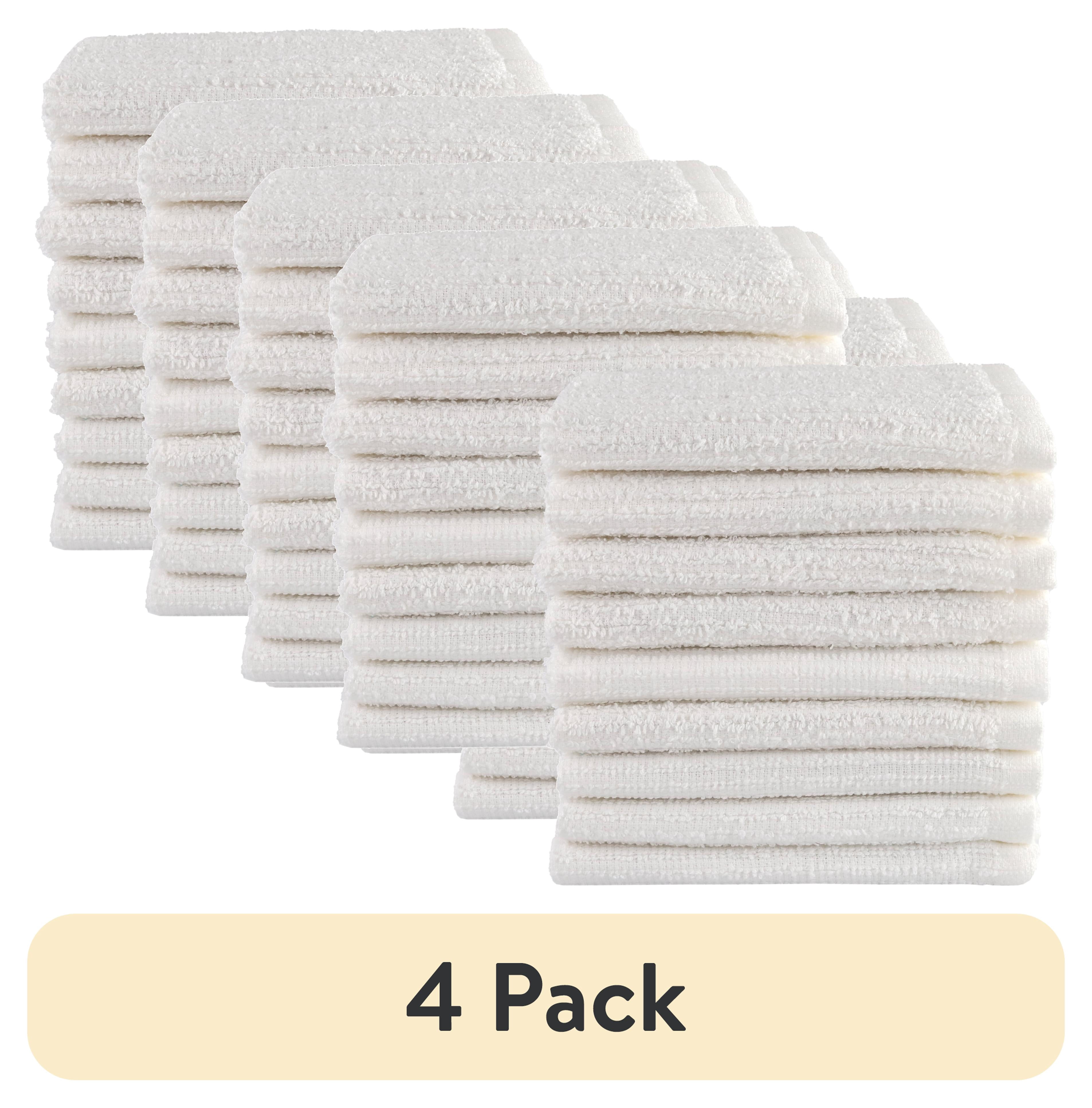 (4 pack) Mainstays 18-Piece Kitchen Bar Mop Dishcloth Set, White