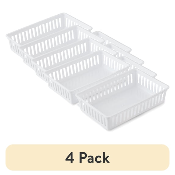 (4 pack) Mainstays 2-Pack Plastic Drawer Organizer Storage Bin Set ...