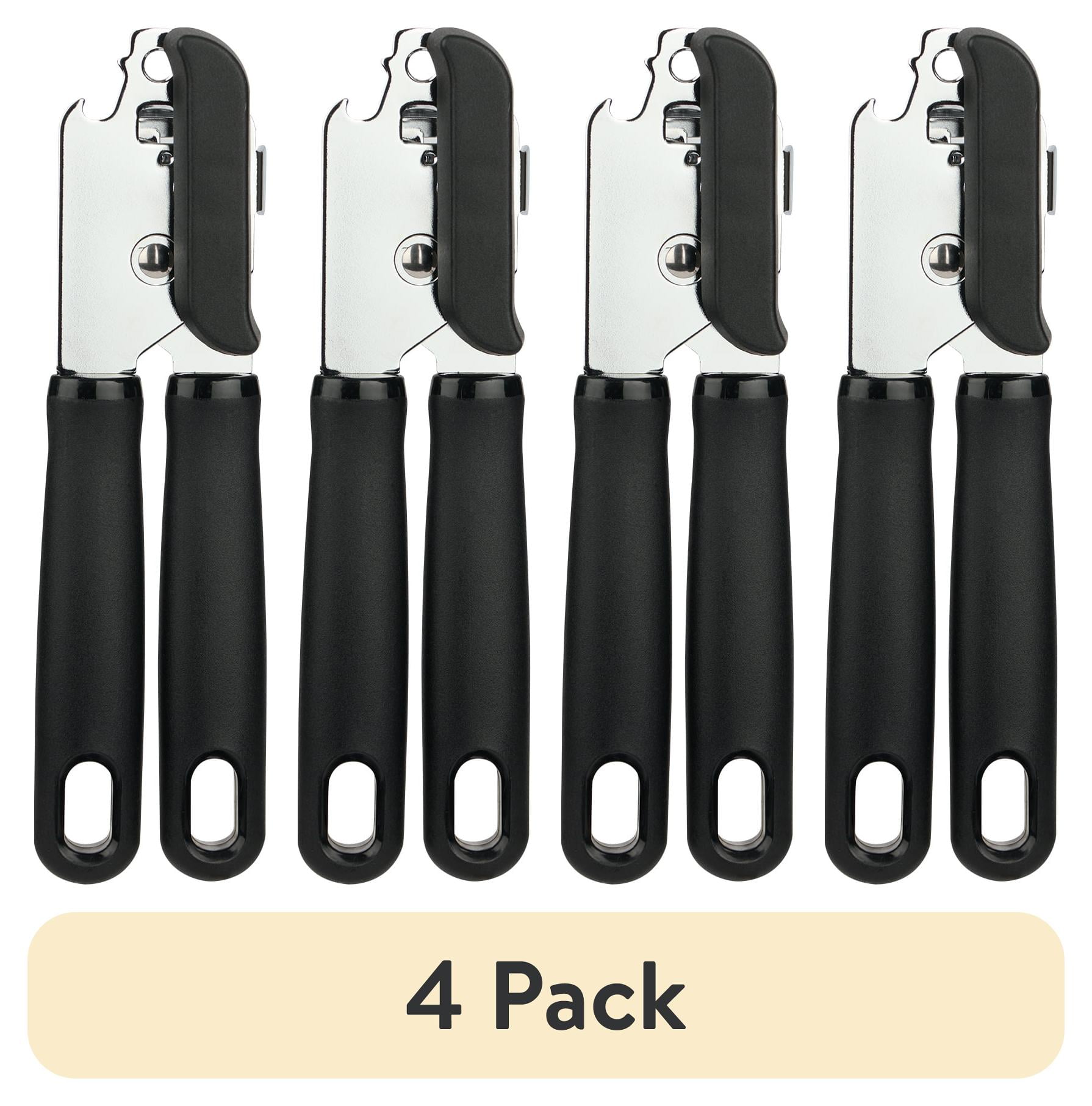 (4 pack) Mainstays Black 2 Ply Manual Can Opener with Integrated Bottle Opener