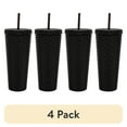 thumbnail image 1 of (4 pack) Mainstays 26-Ounce Capacity Plastic Double Wall Insulated Iridescent Textured Tumbler with Straw, Black, 1 of 7