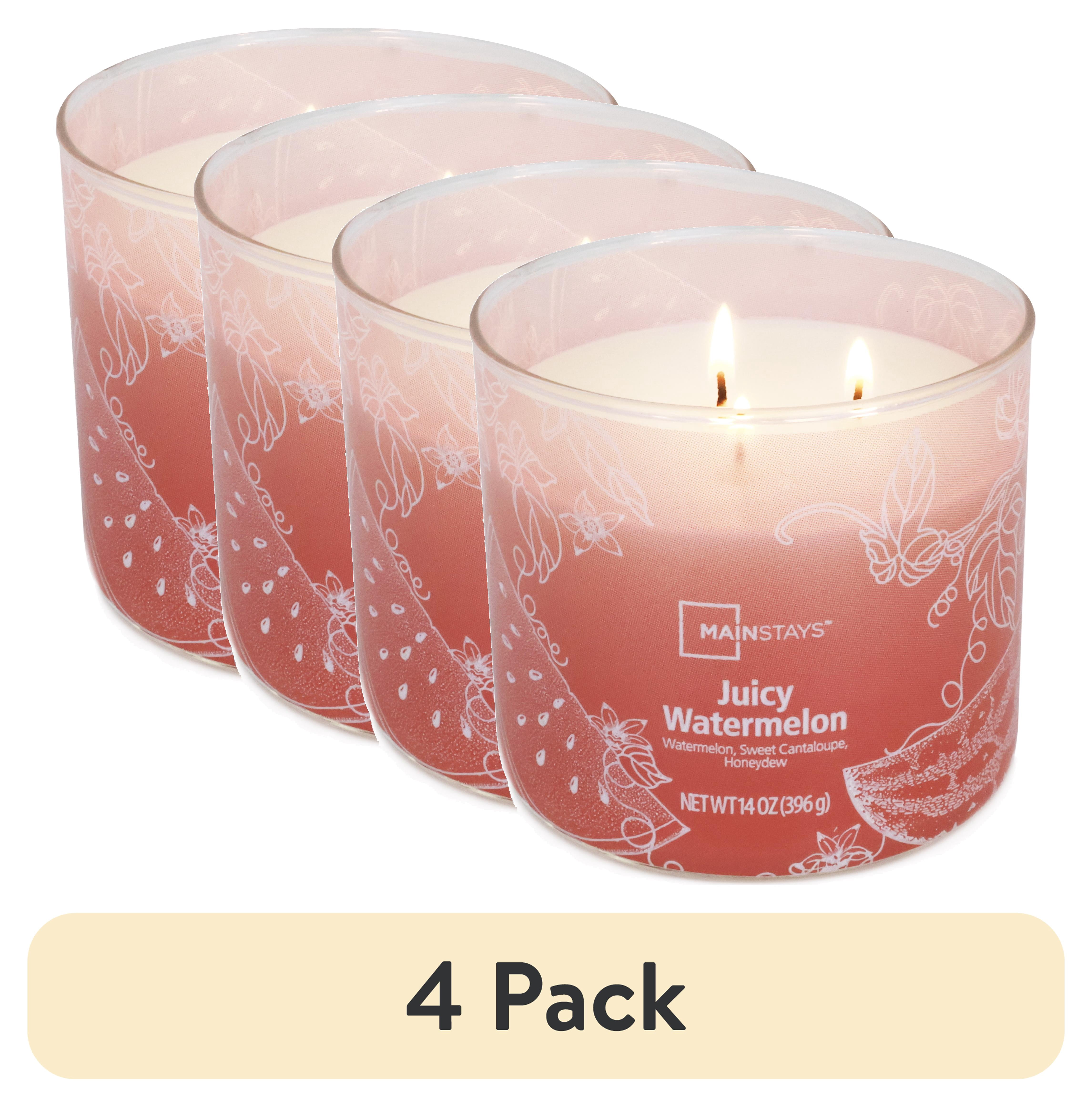 (4 pack) Mainstays 3-Wick Ombre Wrap Juicy Watermelon Candle, 14-Ounce