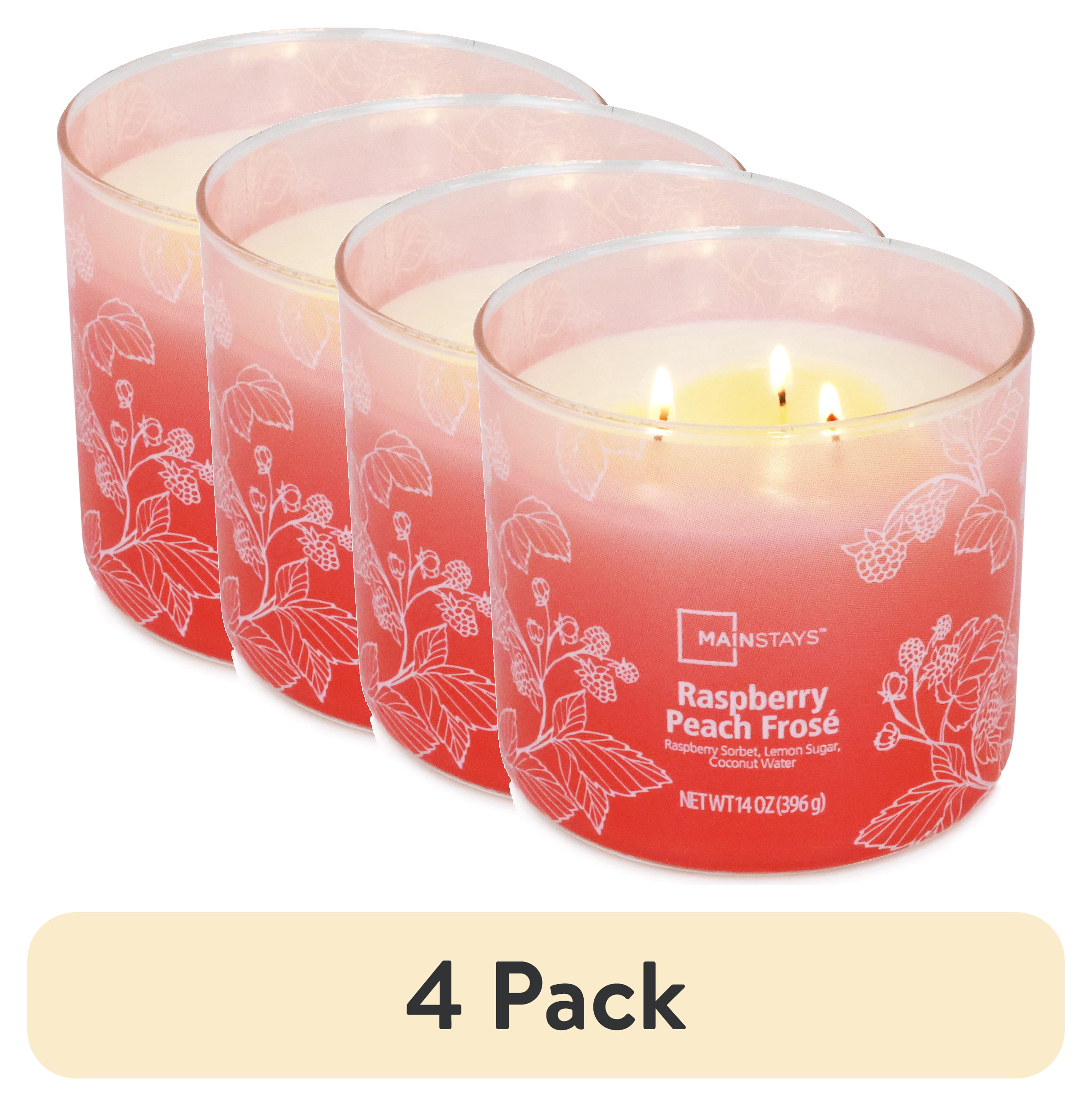 (4 pack) Mainstays 3-Wick Ombre Wrap Raspberry Peach Candle, 14-Ounce