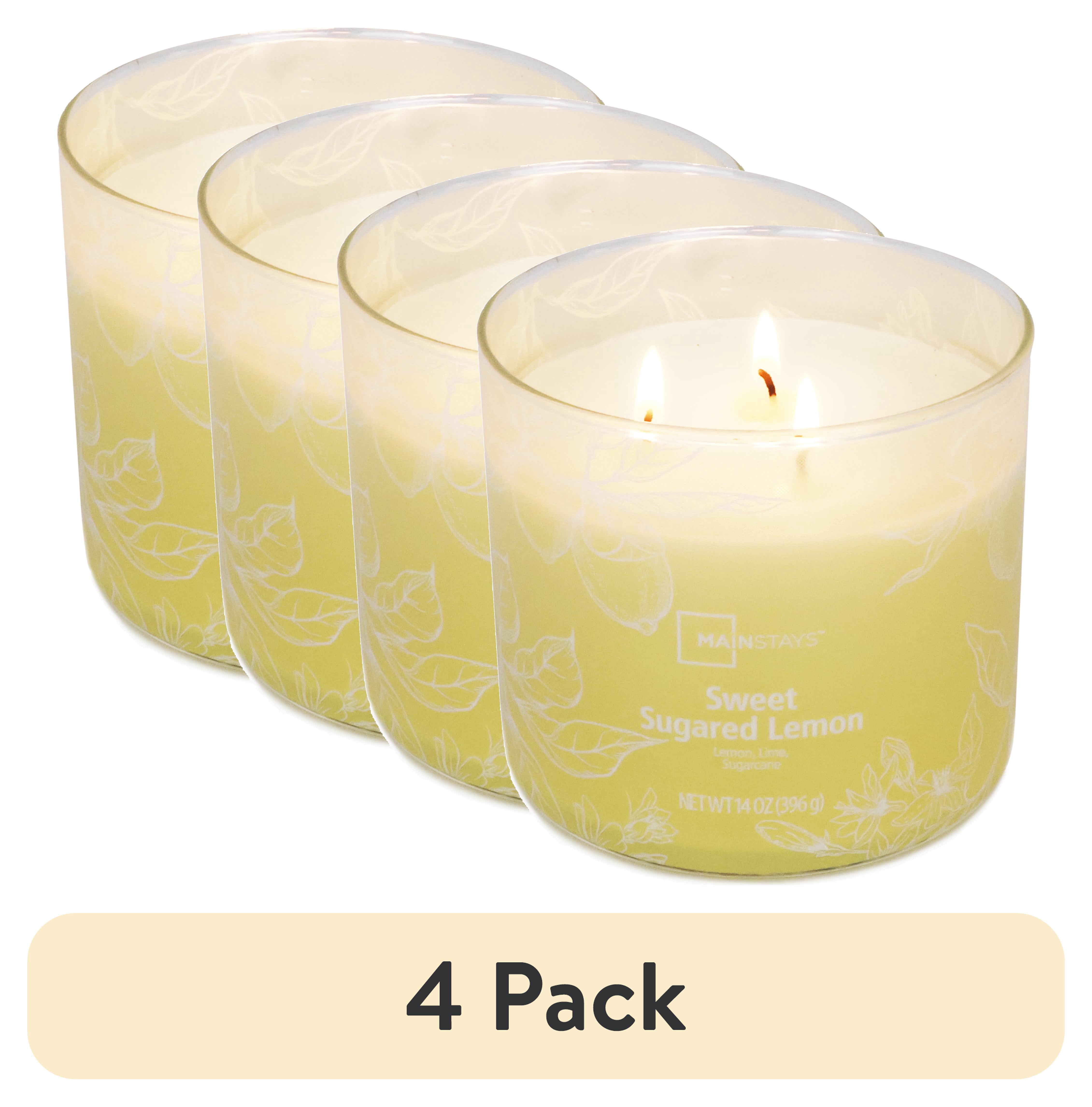 (4 pack) Mainstays Sweet Sugar Lemon 3-Wick Ombre Wrap Candle, 14 Ounce