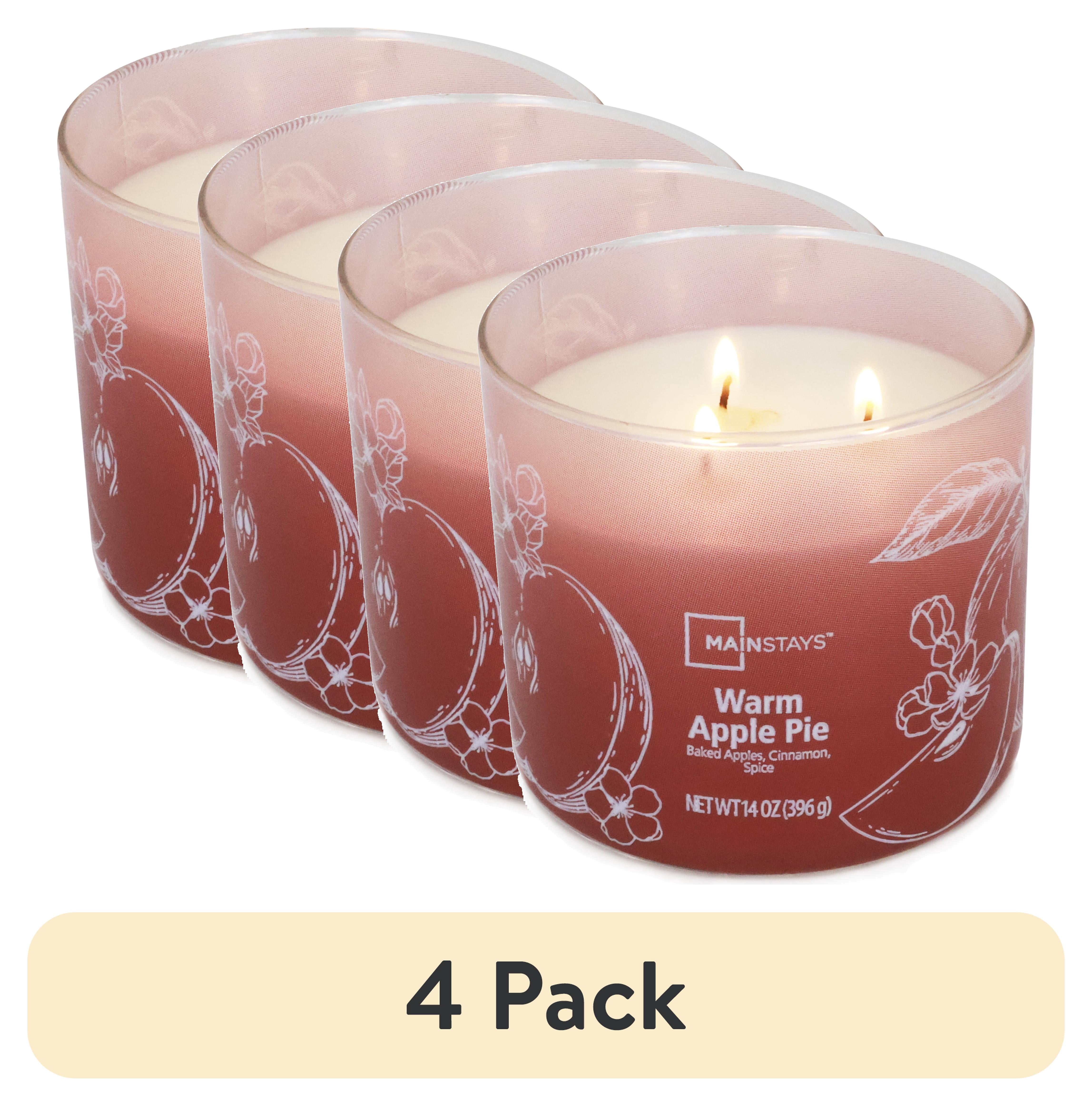 (4 pack) Mainstays 3-Wick Ombre Wrap Warm Apple Pie Candle, 14-Ounce