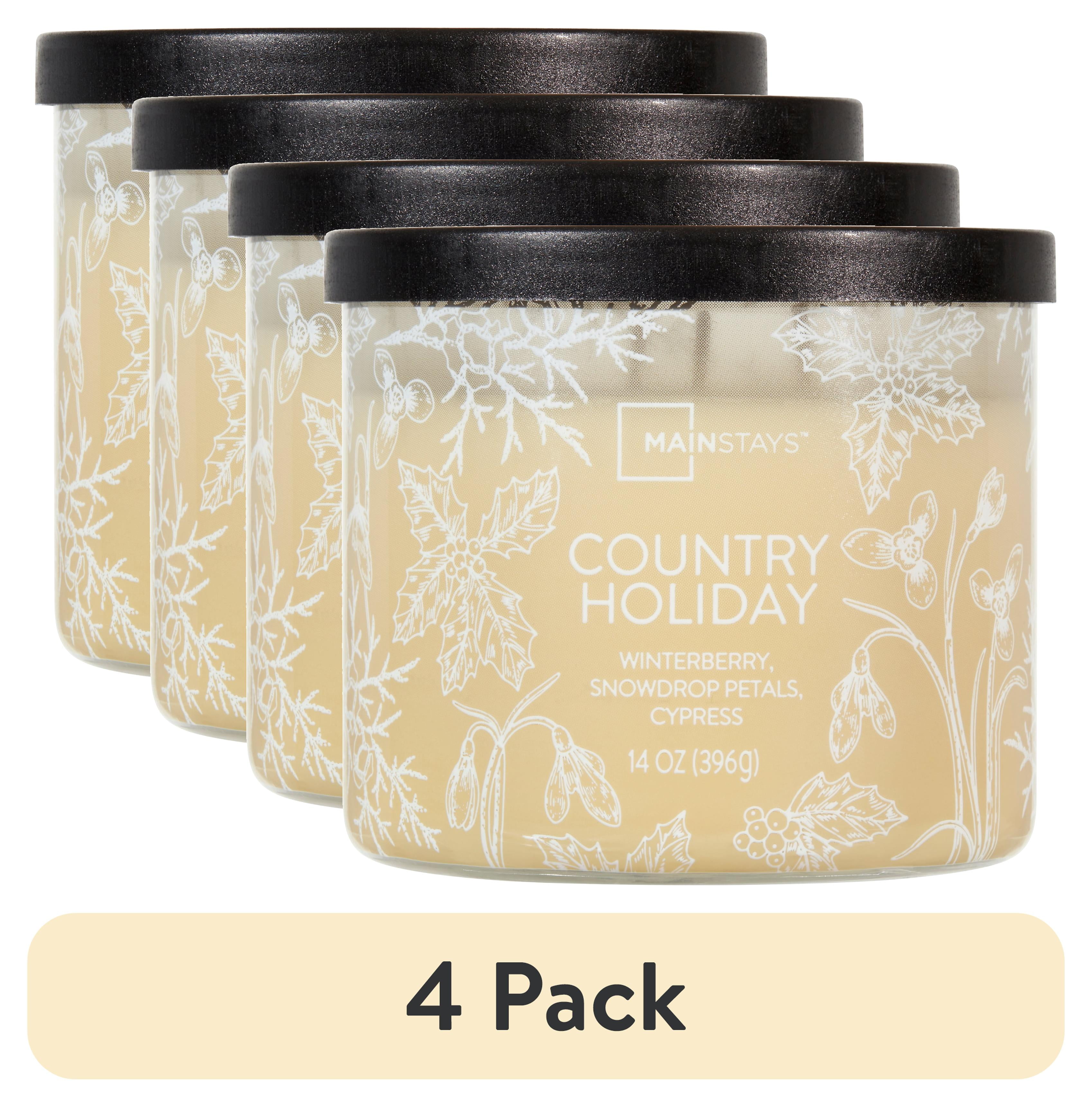 (4 pack) Mainstays 3-Wick Ombre Wrapped Country Holiday Scented Jar Candle, 14 oz