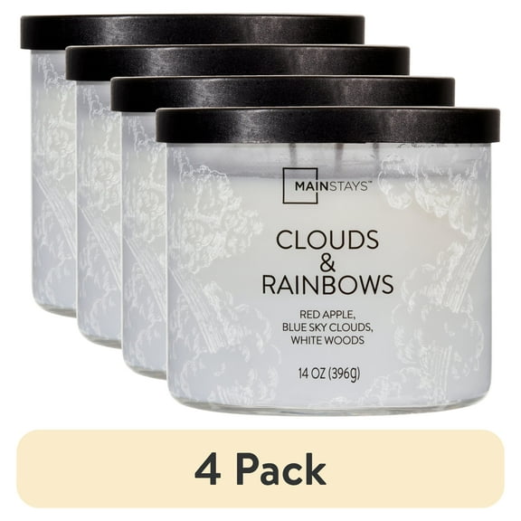 (4 pack) Mainstays 3-Wick Wrapped Clouds & Rainbows Scented Candle, 14 oz