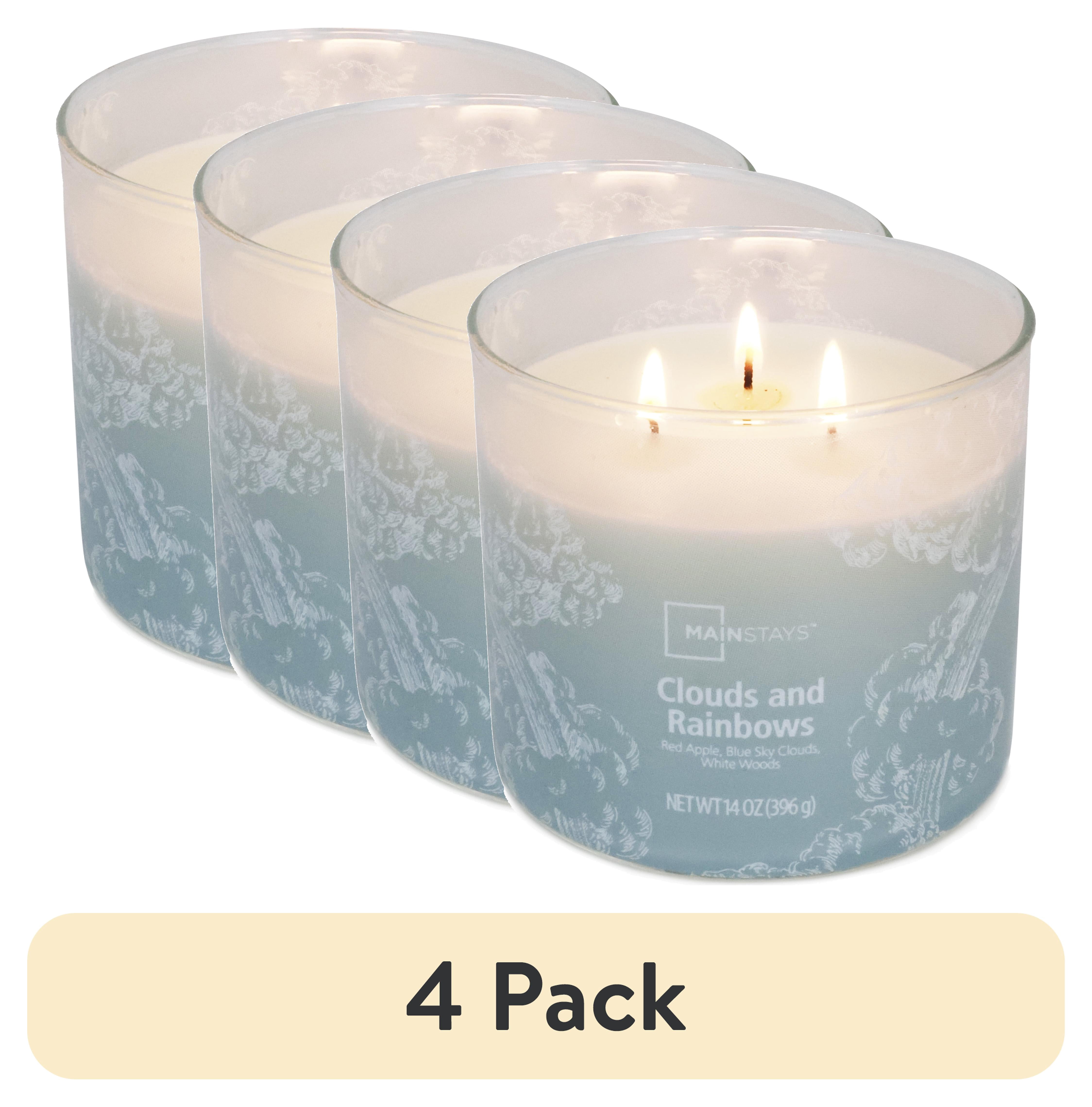 (4 pack) Mainstays 3-Wick Wrapped Clouds & Rainbows Scented Candle, 14 oz