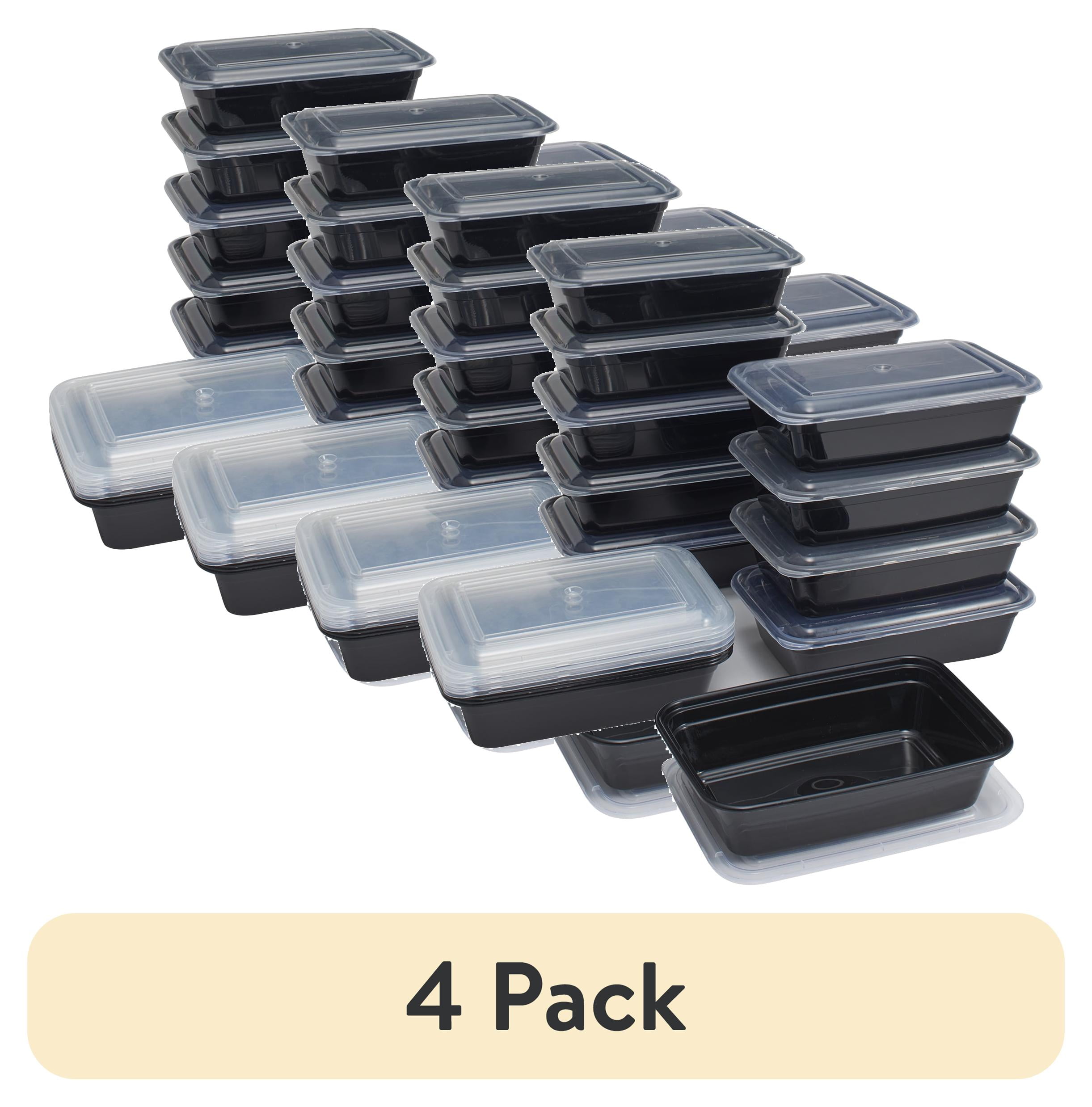 (4 pack) Mainstays 15-Pack Meal Prep Containers with Lids, BPA-Free, Leak-Resistant, Microwave and Dishwasher Safe, Stackable, Reusable Food Storage Set, A Practical Choice for Easy Storage and Meal Prep