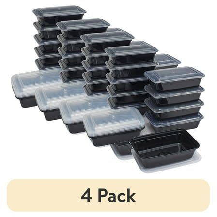 (4 pack) Mainstays 30-Piece Meal Prep Food Storage Containers