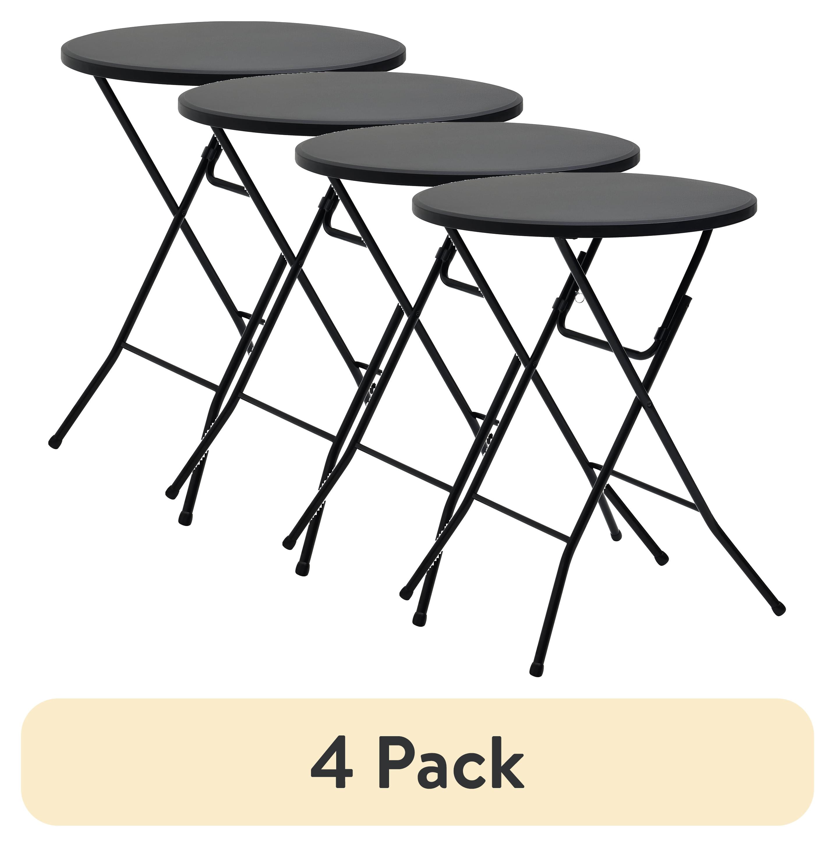 (4 pack) Mainstays 31 in Round High-Top Cocktail Folding Table, Black