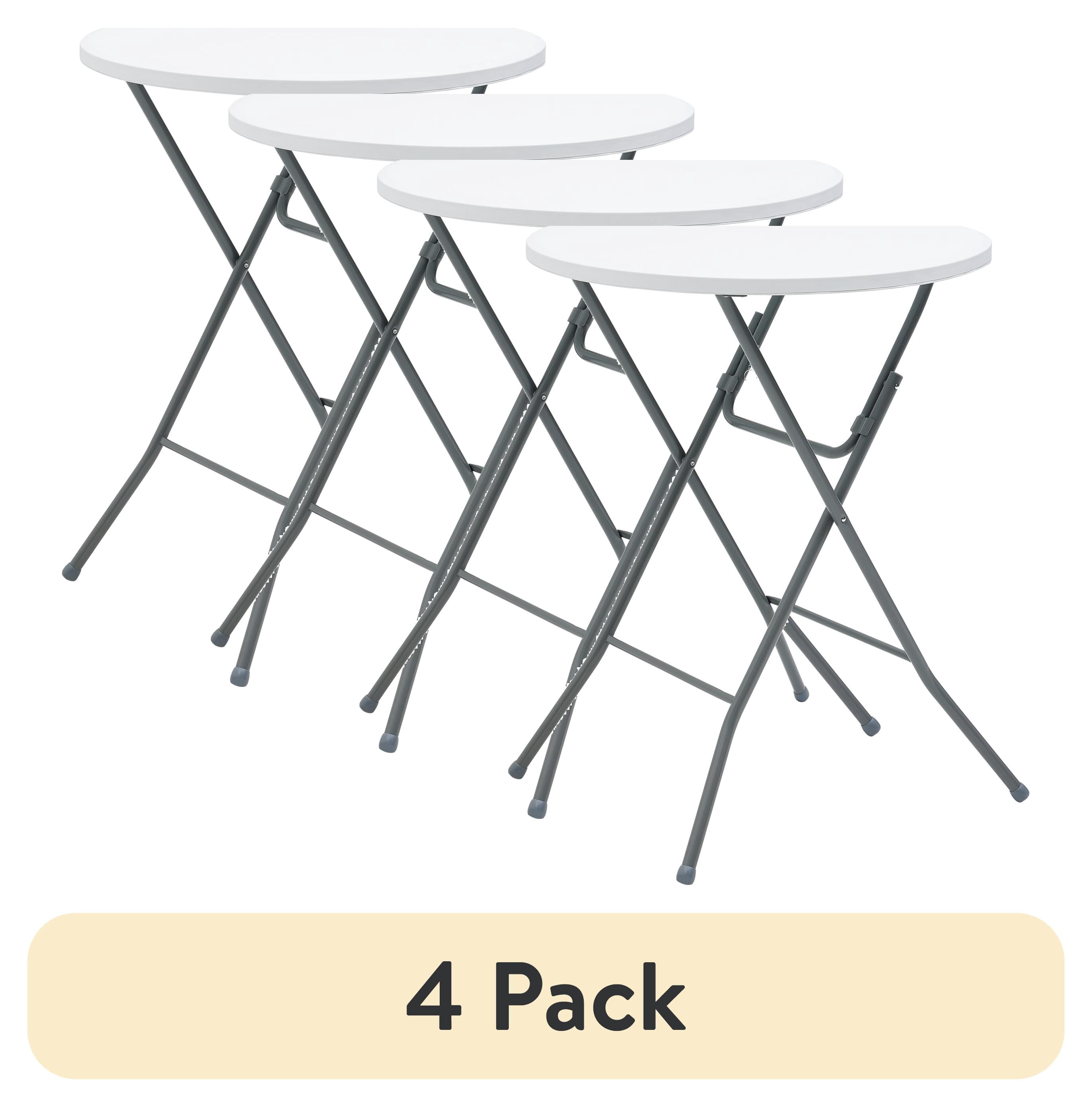 (4 pack) Mainstays 31 in Round High-Top Folding Cocktail Table, White