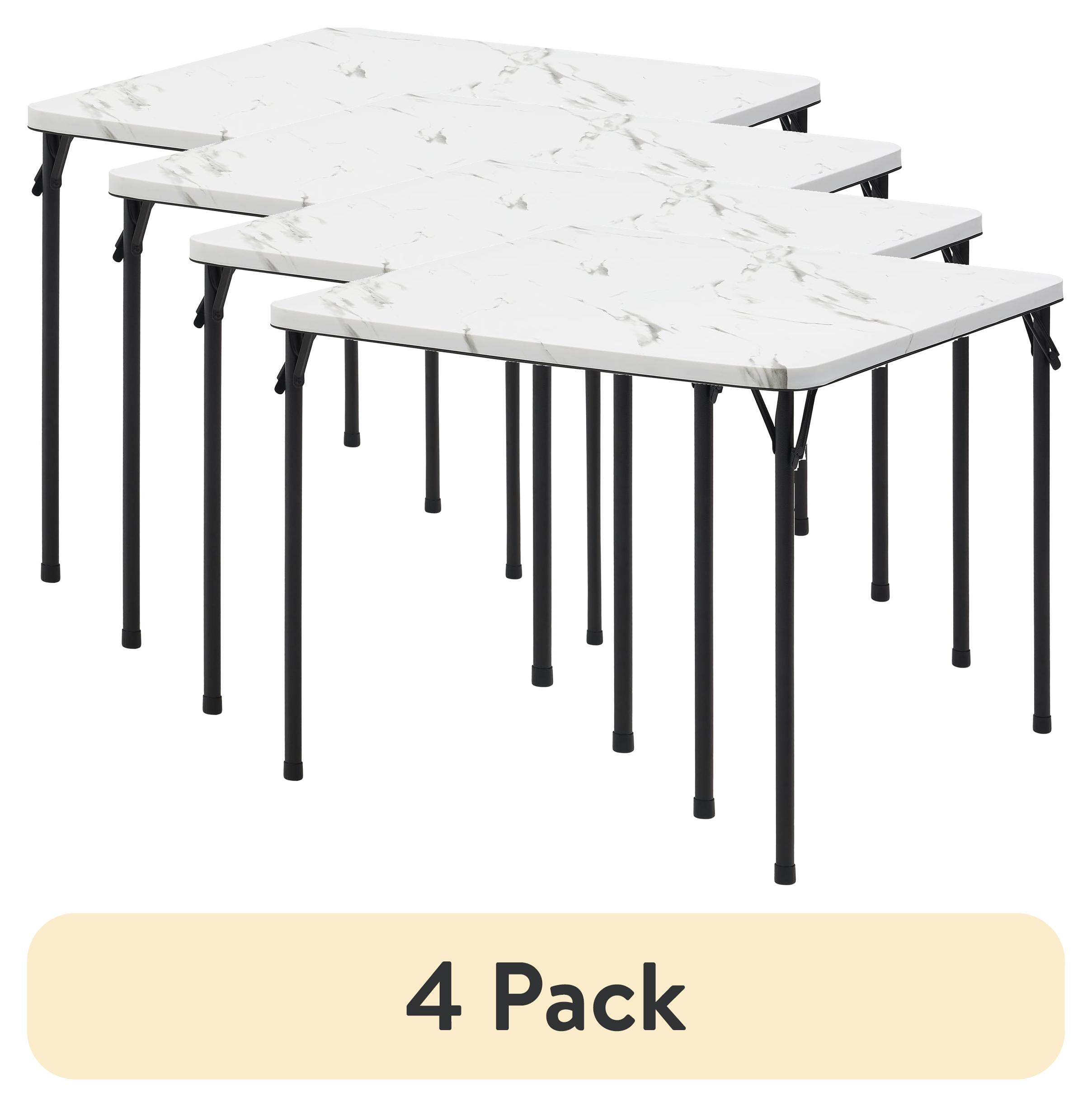 (4 pack) Mainstays 34 in Folding Card Table with Fixed Table Top and Folding Legs, Faux White Marble