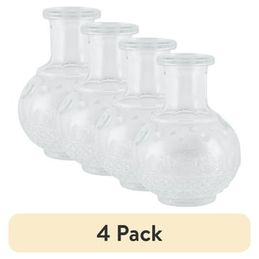 (4 pack) Home Decor Collection Clear Glass Rounded Indoor Embossed Bud Vase, 4"