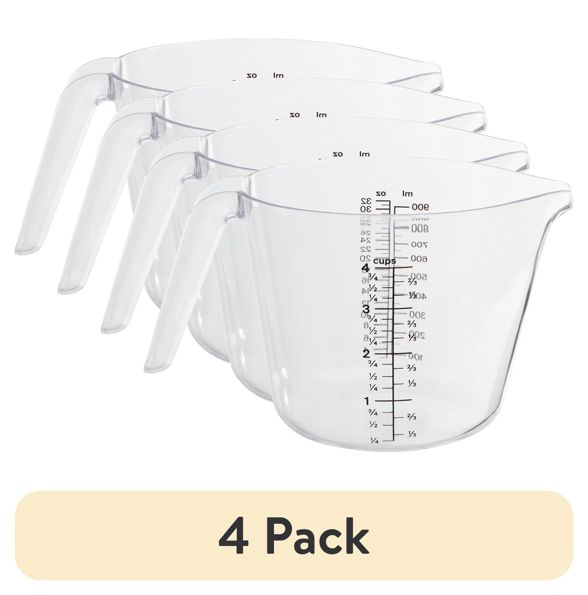 (4 pack) Mainstays 4-Cup Large Spout Plastic Measuring Cup, 32 oz, Clear