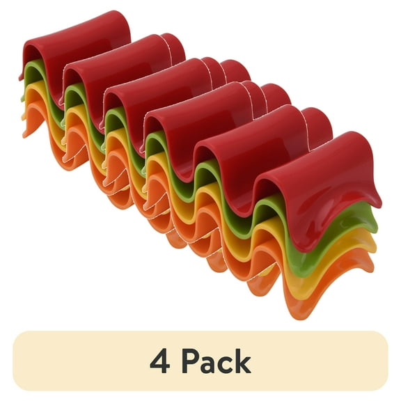 (4 pack) Mainstays Stackable Triple Taco Holder Stand 4-Pack Multicolor - Easy Serve & Dishwasher Safe