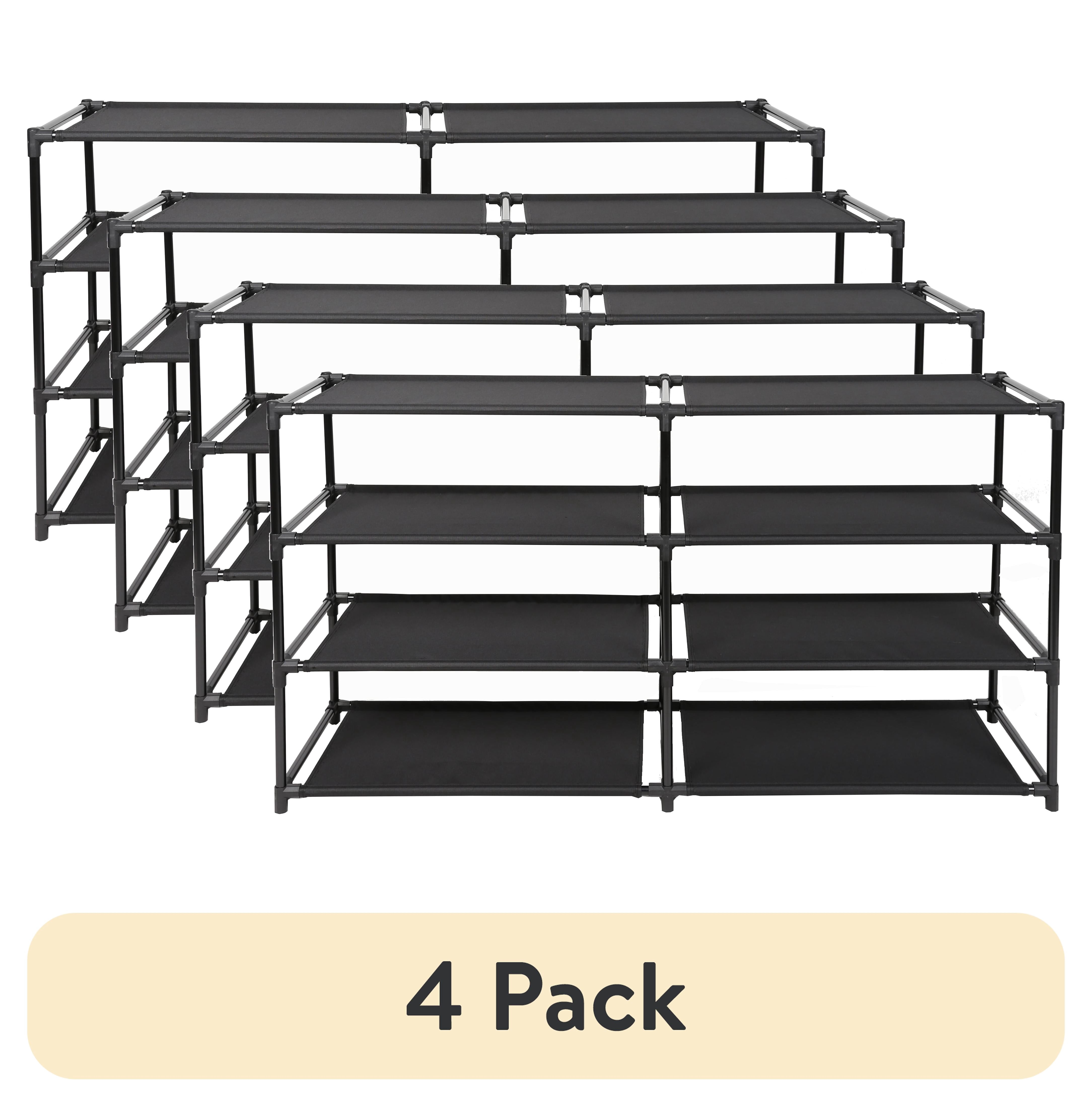 (4 pack) Mainstays 4-Tier Shoe Rack Storage Organizer, Rich Black, 24 ...