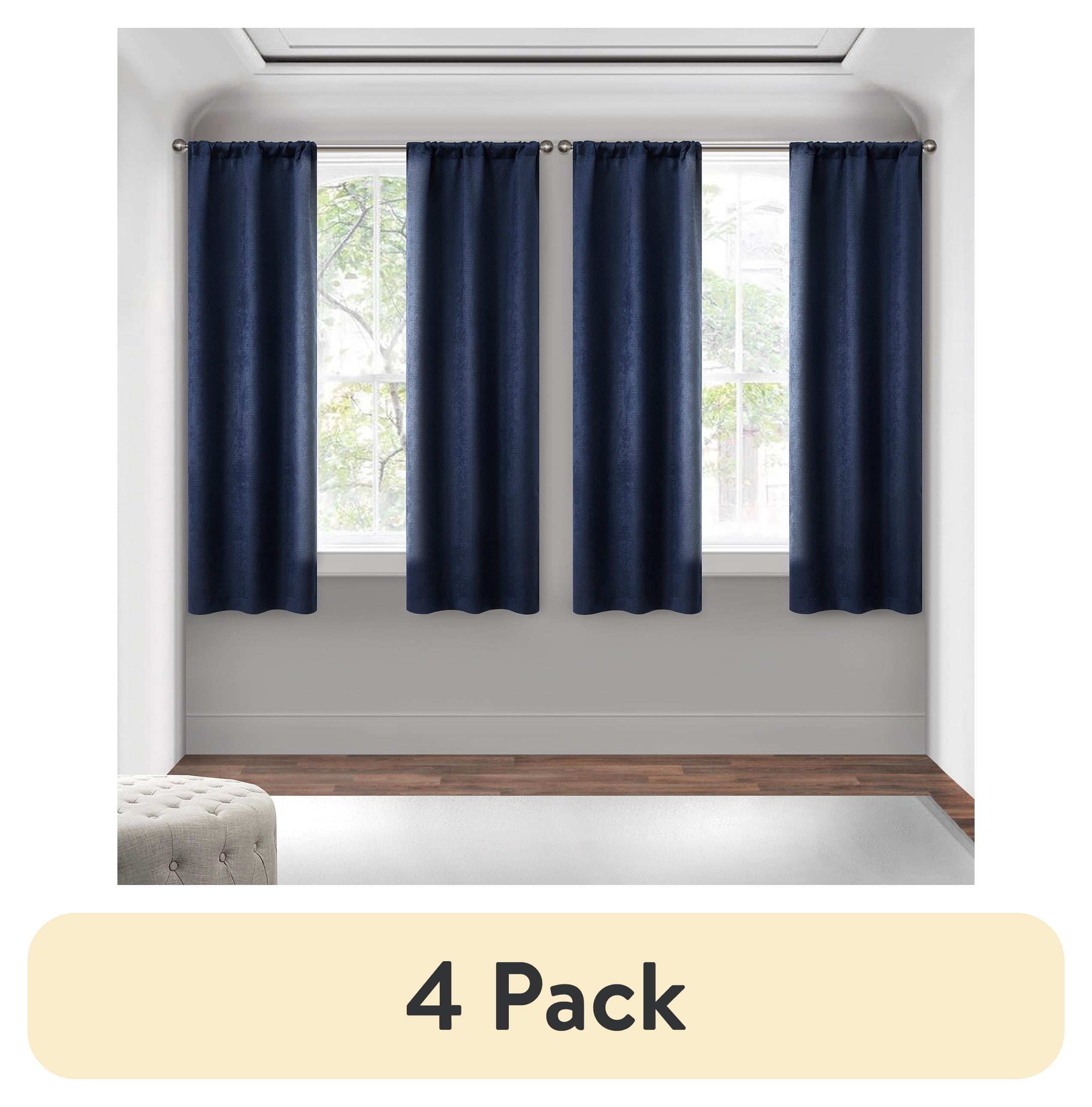 (4 pack) Mainstays 4 of a Kind Blackout Curtain Panels, Set of 4, Blue Cove, 28" W x 63" L