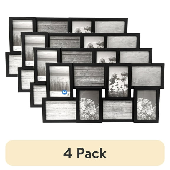 (4 pack) Mainstays – 4x6 Picture Frame – Black Gallery 8 Photo Linear Program Wall Photo Frame