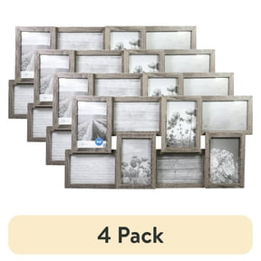 (4 pack) Mainstays 8-Opening 4 x 6 Collage Picture Frame, Rustic Gray