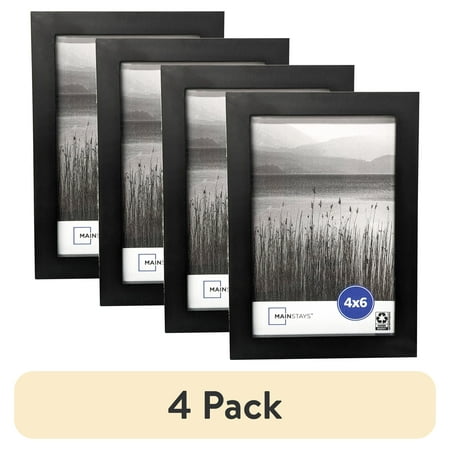 (4 pack) Mainstays – 4x6 Picture Frame – Black Gallery Linear Program Tabletop & Wall Photo Frame