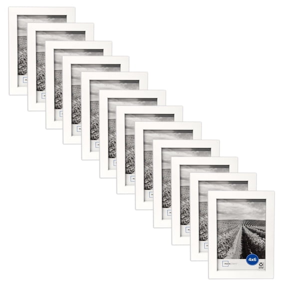 (4 pack) Mainstays 4 x 6 White Gallery Picture Frame Set, Tabletop or Wall Display, Set of 3