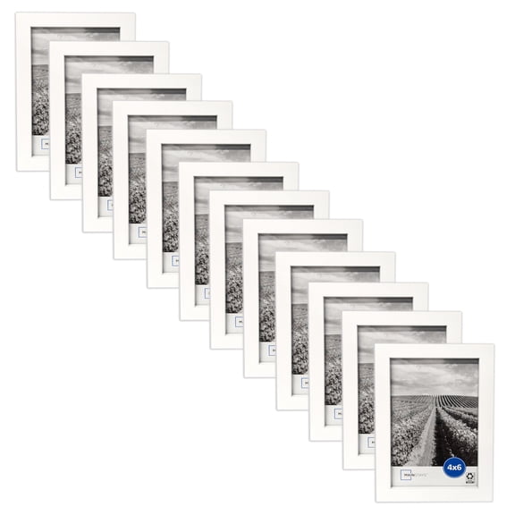 (4 pack) Mainstays - 4x6 Picture Frame - White Gallery Linear Program Tabletop & Wall Photo Frame, Set of 3