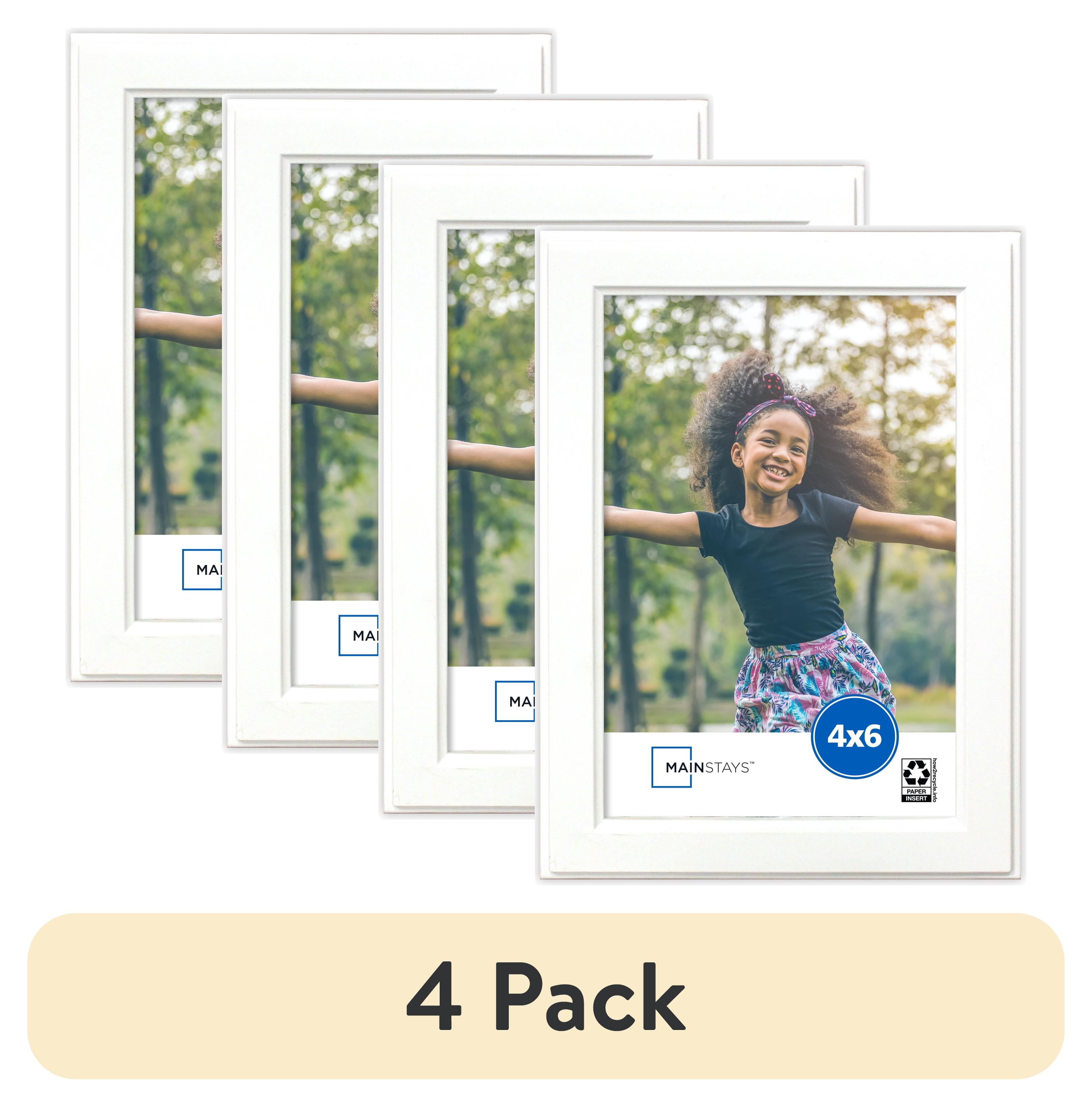 (4 pack) Mainstays 4x6 Step White Basic Tabletop Picture Frame
